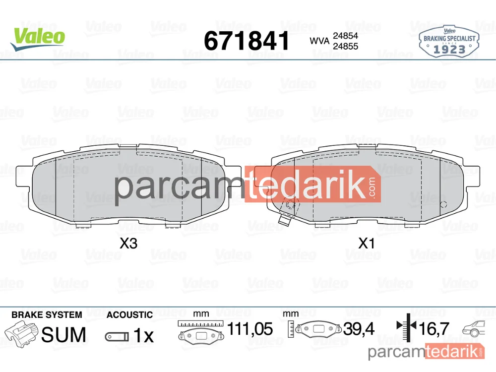 671841 | Fren Balatası (Arka) — Subaru Tribeca